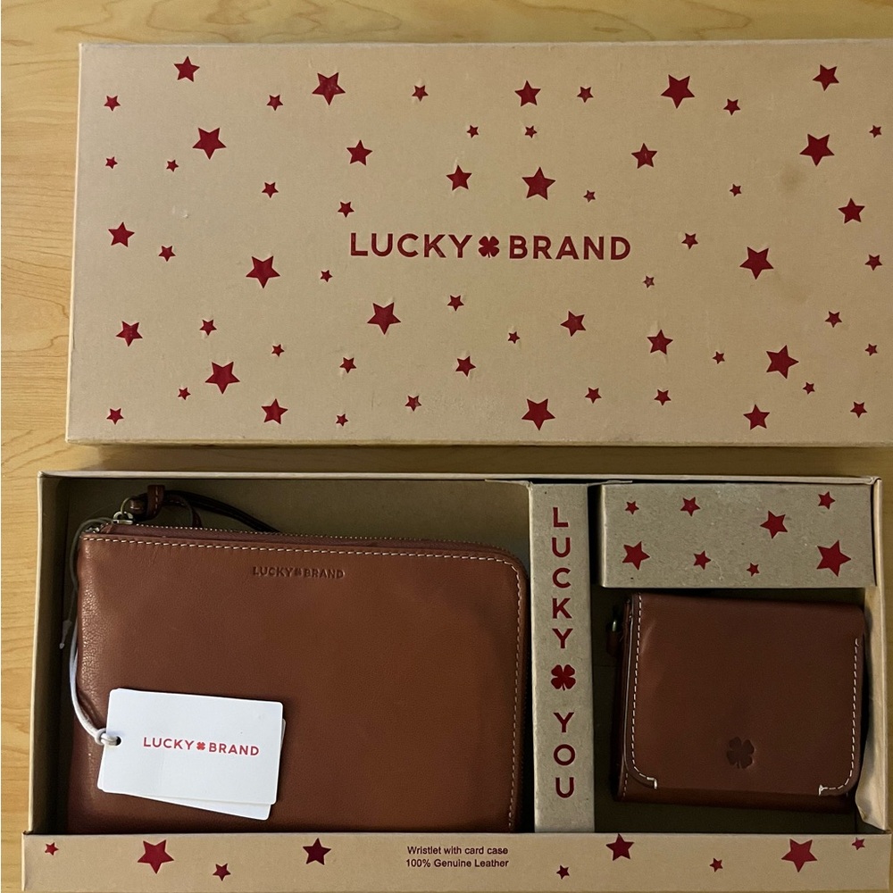 Lucky Brand Tan Leather Wristlet and Card Holder